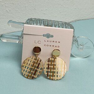 LC Striped Retro Acrylic Circle Post Earrings Casual